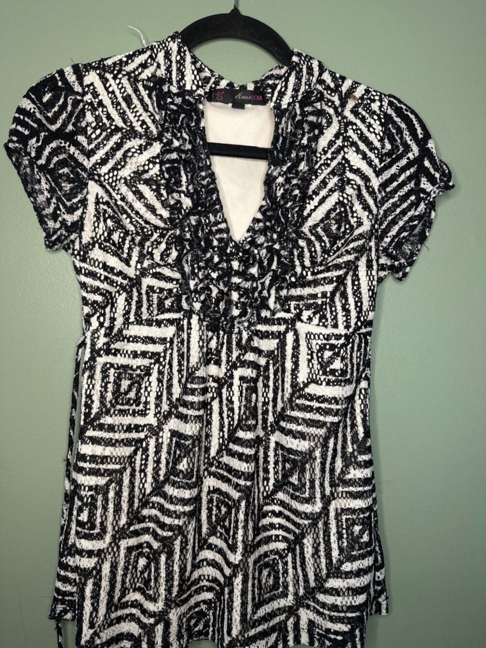 HeartSoul Y2K Crochet Top Lined Small Boho Knit Romantic Summer preppy academia